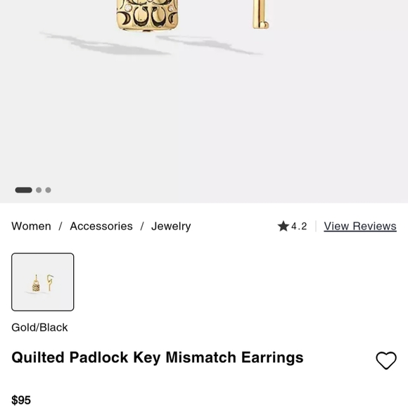 $115 COACH Authentic Quilted Padlock Key Mismatch Gold Hoop Earrings - Picture 4 of 5